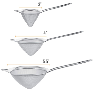 WELAND Juego de 3 coladores cónicos de acero inoxidable-Tamaños de 3 ", 4" y 5,5 "-Estilo Chinois, tamiz de malla de sarga extrafina - Product Image 2