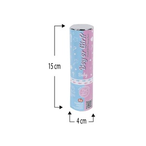 Cannone spara coriandoli rosa e blu da 15 cm per rivelare il sesso del bambino, per feste di baby shower, maschio o femmina. - Product Image 2