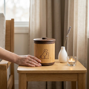 Walnut Bamboo <strong>Pet</strong> Urn Dual-Material Cylindrical Cremation Box With Engraved Dog Cat Keepsake <strong>Loss</strong> of Cat <strong>Gift</strong> - Product Image 2