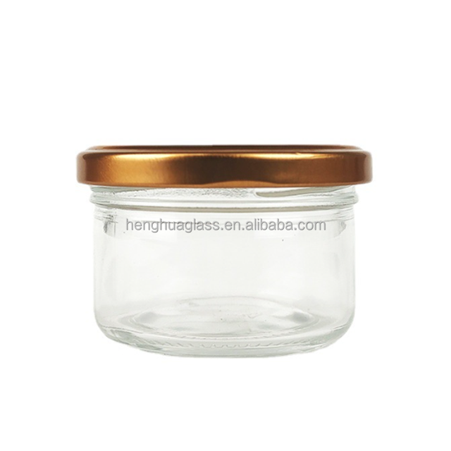 Wholesale 100ml 3.3oz Round Wide Mouth Glass Caviar Jar Small Food Honey Jam Storage Container Jars With Metal Lid