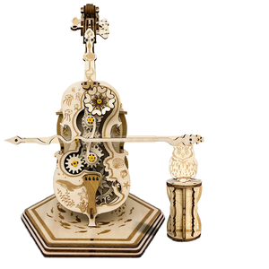 Design di moda Punk violoncello in legno kit modello Puzzle da te assemblare giocattoli 3D scatola di musica <span class=keywords><strong>Vintage</strong></span> cartone animato strumento musicale stile - Product Image 1