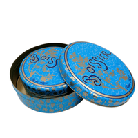 Boîte circulaire en fer blanc de luxe, de qualité alimentaire, recyclable, pour biscuits, chocolats, desserts, sucre, cadeaux, couvercle décoratif de Noël