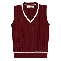 2025 nouveau Style britannique Preppy - Style col en V pull en tricot câblé gilet uniformes scolaires pour adolescents