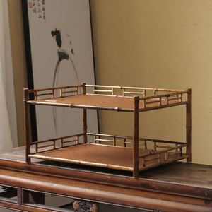Extra Large Size New Tea Stand, Plum Blossom Bamboo Large Capacity Tea Ceremony Storage Cabinet, Antique <b>Shelf</b>, Tea Cup <b>Rack</b>, - Product Image 2