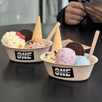 Bol en plastique jetable en forme de bateau pour crème glacée, plateau à collation, smoothie, usage commercial, impression de logo, qualité alimentaire, Chine