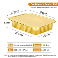 Barquette rectangulaire en aluminium, 4600 ml, pour plats grillés BBQ à emporter, qualité alimentaire, couleur dorée striée, vente en gros, OEM personnalisé