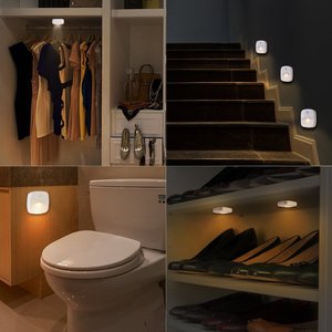 Veilleuse <span class=keywords><strong>LED</strong></span> à détecteur de mouvement, fonctionnant <span class=keywords><strong>sur</strong></span> piles, blanc chaud, allumage automatique par capteur de lumière, pour armoire, escalier, placard, <span class=keywords><strong>éclairage</strong></span> sous armoire - Product Image 4