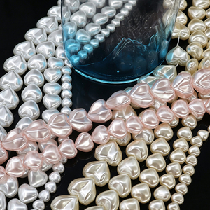 Perles en verre teint en gros, perles en forme de cœur, multicolores, imitation perle, pour la fabrication de bracelets, colliers, bijoux, bricolage - Product Image 2