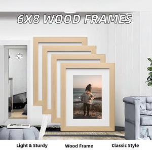 Natural Wood 6x8 Inch Picture <b>Frames</b> Eco-Friendly Plastic Plexiglass Tabletop Wall <b>Mounting</b> Display for Home Office Decoration - Product Image 2
