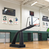 Support de basket-ball portable pour intérieur et extérieur certifié FIBA avec système de levage électrique Boîte plate à rebord réglable