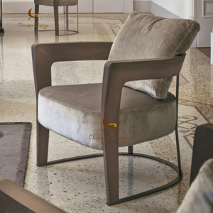 Italian Light Luxury Modern Stainless Steel <b>Armchairs</b> High End Genuine Leather or Fabric for Villa and Apartment Living Rooms - Product Image 1