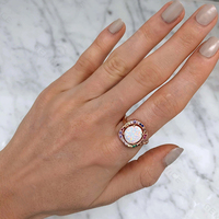 Bague de fiançailles en or et zircon coloré, pierre ovale arc-en-ciel opale, bijoux en laiton Gemnel Fashion, pour femme