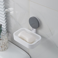 Support mural à ventouse pour savon en plastique, créatif et simple, avec égouttoir intégré pour salle de bain