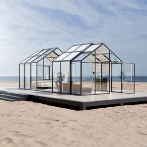Gable Roof Resort Sunroom <span class=keywords><strong>Cabina</strong></span> móvil para hoteles de playa Toldo retráctil eléctrico Iluminación interior y sombreado para mayor comodidad - Product Image 1