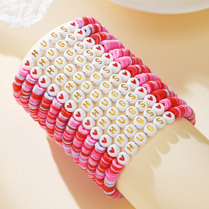 Pulseras <span class=keywords><strong>de</strong></span> la <span class=keywords><strong>Amistad</strong></span> con Letras <span class=keywords><strong>de</strong></span> Amor y Corazón Rojo para Niñas y Mujeres, Pulseras Elásticas <span class=keywords><strong>de</strong></span> Cuentas <span class=keywords><strong>de</strong></span> Arcilla Polimérica Coloridas con Logotipo <span class=keywords><strong>de</strong></span> Letras, Regalos - Product Image 6