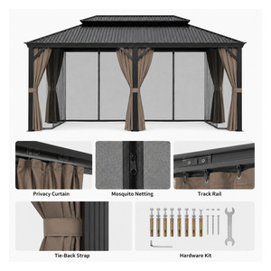 Pergola <span class=keywords><strong>de</strong></span> <span class=keywords><strong>jardin</strong></span> en métal avec double toit, <span class=keywords><strong>abri</strong></span> <span class=keywords><strong>de</strong></span> <span class=keywords><strong>jardin</strong></span> en métal, pergola métallique couverte - Product Image 5