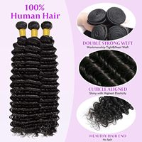 Extensions de cheveux vierges Remy 15A, ondulation profonde, double trame, à tisser, lot en vrac, 100% naturels non traités, toutes couleurs