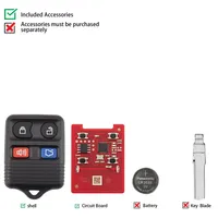XHORSE XKFO22EN Wired Remote Key for Models 4 Buttons Split Square Car Remote Key VVDI KEY TOOL Black/Red Plastic