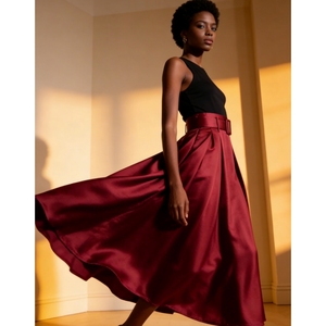 Gonna Lunga da Donna Taglie Forti, Tinta Unita, Stile OL, <span class=keywords><strong>a</strong></span> <span class=keywords><strong>Vita</strong></span> <span class=keywords><strong>Alta</strong></span>, Plissettata con Cintura, Moda Sehe - Product Image 4