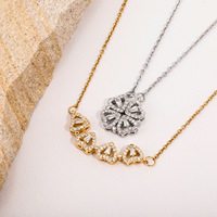 Collier Pendentif Indépendant en Cuivre Plaqué Or, Nouveau Style, Zircon Incrusté, Cœur, Amour, Fleur, Fournisseur de Boutique Transfrontalier