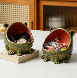 Pot à épices en céramique créatif en forme de grenouille à grande bouche, boîte à bonbons et à sel, forme irrégulière, décoration de cuisine et de maison - Product Image 2