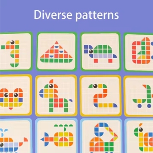 Jeu de blocs de motifs en bois Montessori pour la maternelle, jouets de puzzle DIY, jeux éducatifs précoces, planche de puzzle 3D pour enfants, tout-petits, garçons et filles - Product Image 2