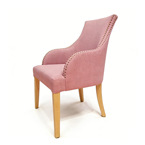 Upholstered Accent <strong>Chair</strong> with Nailhead Trim, <strong>Blush</strong> <strong>Pink</strong> Linen Fabric Wingback Armchair with Solid Wood Legs - Product Image 2