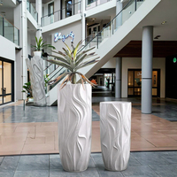 Jardinière d'intérieur moderne en ciment de 70 à 90cm de hauteur, pots de fleurs, grands vases blancs, trou de drainage pour arrosage de centre commercial à domicile, vente en gros