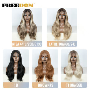Parrucche Sintetiche con Frontale in Pizzo FREEDOM per Donne, Stratificate con Baby Hair, 24 Pollici, Marrone <span class=keywords><strong>Chiaro</strong></span> per Cosplay con Riflessi - Product Image 2