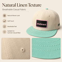 Topi Snapback Linen Dua Warna Custom, Dapat Disesuaikan, 6 Panel, Pinggiran Datar, Topi Baseball, Logo Patch Tenun, Streetwear, Grosir
