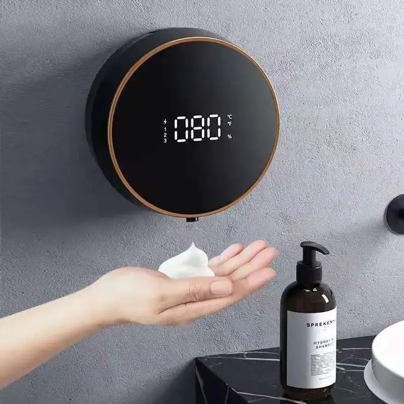 Distributeur de savon liquide en mousse à capteur automatique mural rechargeable à infrarouge avec affichage led