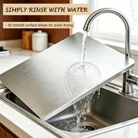 Ensemble de 3 grandes planches à découper en titane neuf avec rebord, en titane pur, pour la cuisine, lavable au lave-vaisselle, qualité alimentaire