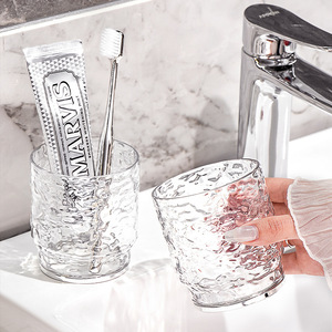 Yimijia Toothbrush Cup Set Glacier Pattern Transparent Plastic Double Holder <b>Bathroom</b> <b>Accessory</b> - Product Image 2