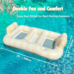 Colchoneta Flotante Doble Ergonómica Inflable <span class=keywords><strong>para</strong></span> Piscina, Tumbona Acuática <span class=keywords><strong>para</strong></span> Broncearse al Aire Libre - Product Image 6