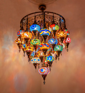 Mediterranean Style <strong>Moroccan</strong> <strong>Lamp</strong> Hand-Made Glass <strong>Shade</strong> Mosaic Led Pendant Lights Hallway Aisle Corridor Hotel Cafe - Product Image 4
