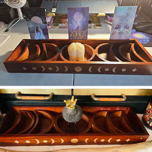 Support pour cartes de tarot, support pour cristaux pour l'affichage des pierres, support en bois pour cartes de tarot avec 5 plateaux amovibles pour les phases de la lune - Product Image 4