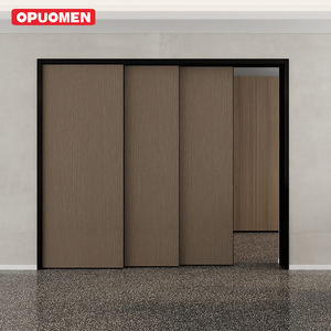 Moderno Trending in alluminio chiaro profilo grafite omogenea piastra riempita scorrevole in legno porta interna per alberghi centri commerciali - Product Image 1