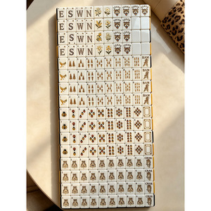 Juego de Mahjong Americano de Lujo con Estampado de Leopardo, 160 Piezas, Fichas de Mahjong Acrílicas Personalizadas, Diseño de Pantera con Flores en Relieve Dorado - Product Image 5