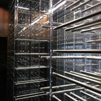 Meubles de présentation de vin en acrylique et acier inoxydable sur mesure, pour sol et plafond, étagère murale pour bar à domicile, salle à manger, salon