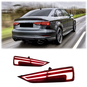 Luci Posteriori a <span class=keywords><strong>LED</strong></span> Rosse per <span class=keywords><strong>Audi</strong></span> <span class=keywords><strong>A3</strong></span> 2013-2016, Plug+Play, E-Mark, Indicatori di Direzione Dinamici, Freno e Retromarcia, Nuovi Accessori Aggiornati - Product Image 1