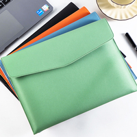 Bolsa para documentos de cuero PU con logotipo personalizado, bolsa para documentos de reunión, organizador minimalista, soporte para contrato, carpeta de archivos A4 impermeable