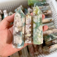 Pointes d'agate verte naturelle très demandées, tours polies, pierres de cristal, pierres précieuses de guérison, vente en gros en vrac