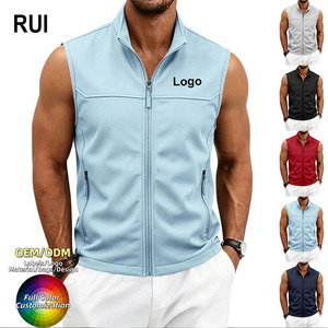 Gilet tactique d'extérieur pour homme RUIQUWIN avec logo personnalisé, respirant, séchage rapide, fermeture éclair, col montant, imperméable, durable, pour la randonnée - Product Image 1