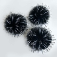 Pompons en fourrure artificielle avec bouton-pression et élastiques, 12-15 cm, accessoire pour chapeaux, écharpes, porte-clés, bricolage, artisanat, décoration