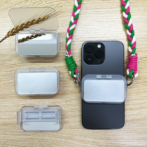 Fermaglio per telefono con specchietto per trucco a conchiglia messenger con clip trasparente con cordino intrecciato quadrato smerigliato universale - Product Image 1