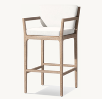 LAUREL Tabouret de bar et chaise haute en teck moderne pour l'extérieur, idéal pour les hôtels et les jardins