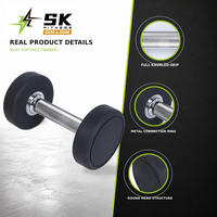 SK Fitness – Ensemble d'haltères à tête ronde recouvertes de caoutchouc, 2,5-50 kg, avec logo personnalisé, pour salle de sport commerciale