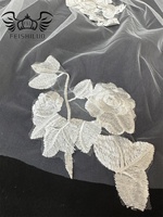 Feishiluo une couche voile de mariage ivoire 3D fleur dentelle appliqué voile de mariée avec peigne brodé court voile de mariée-vente en gros