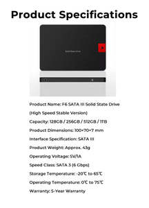 SSD Wide Temperature F6 SATA III ความจุ 128GB-1TB ความเร็ว 6Gbps รับประกัน 2 ปี สำหรับสภาพแวดล้อมที่รุนแรง - Product Image 3