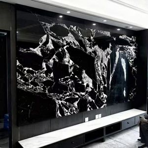 Dalles <span class=keywords><strong>de</strong></span> marbre noir et blanc <span class=keywords><strong>de</strong></span> luxe Grand Antique pour carrelages et comptoirs <span class=keywords><strong>de</strong></span> salle <span class=keywords><strong>de</strong></span> bain - Product Image 2